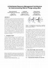 Research paper thumbnail of A Distributed Resource Management Architecture for Interconnecting Web-of-Things using uBox