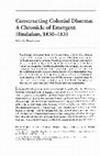 Research paper thumbnail of Constructing Colonial Dharma: A Chronicle of Emergent Hinduism, 1830-1831