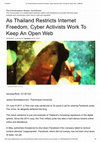 Research paper thumbnail of As Thailand Restricts Internet Freedom Cyber Activists Work To Keep An Open Web Huff Post