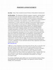 Research paper thumbnail of POSITION ANNOUNCEMENT in Intercultural Communication