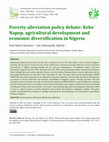 Research paper thumbnail of Poverty alleviation policy debate: Keke Napep, agricultural development and economic diversification in Nigeria