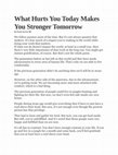 Research paper thumbnail of What Hurts You Today Makes You Stronger Tomorrow