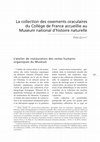 Research paper thumbnail of La collection des ossements oraculaires du Collège de France accueillie au Muséum national d'histoire naturelle