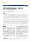 Research paper thumbnail of Institutional impacts on corporate social responsibility: a comparative analysis of New Zealand and Pakistan