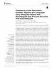 Research paper thumbnail of Differences in the Association between Segment and Language: Early Bilinguals Pattern with Monolinguals and Are Less Accurate than Late Bilinguals