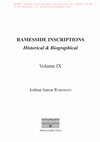 Research paper thumbnail of Ramesside Inscriptions, Historical & Biographical: Volume IX