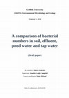 Research paper thumbnail of A comparison of bacterial numbers in soil, effluent, pond water and tap water (Draft paper