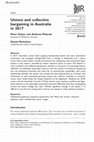 Research paper thumbnail of Unions and collective bargaining in Australia in 2017