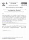 Research paper thumbnail of Construction Costs Analysis and its Importance to the Economy