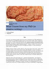 Research paper thumbnail of what i learnt from my phd