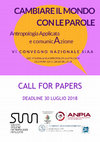 Research paper thumbnail of CALL FOR PAPERS PANEL 8 Meloni/Zanotelli: Contrastare l’odio. L’uso dell’antropologia nella comunicazione pubblica tra strumentalizzazione e impegno politico Panel 8 SIAA 2018 DEADLINE 30 LUGLIO