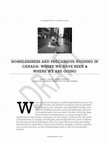 Research paper thumbnail of HOMELESSNESS AND PRECARIOUS HOUSING IN CANADA: WHERE WE HAVE BEEN & WHERE WE ARE GOING