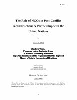 Research paper thumbnail of The role of NGOs in post-conflict reconstruction: A partnership with the United Nations