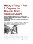 Research paper thumbnail of History of Tango – Part 7: Origins of the Orquesta Típica – Francisco Canaro