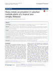 Research paper thumbnail of Heavy metals accumulation in suburban roadside plants of a tropical area (Jengka, Malaysia)