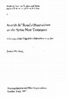 Research paper thumbnail of Joanna Weinberg, *Azariah de’ Rossi’s Observations on the Syriac New Testament: Critique of the Vulgate by a Sixteenth-Century Jew* (London: The Warburg Institute, 2005)