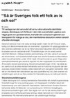 Research paper thumbnail of "Så är Sveriges folk ett folk av is och sol" Moderna Museet