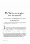 Research paper thumbnail of 'The Warrington Academy and Freemasonry; Education, Charity and Self-help in Warrington during the eighteenth century', AQC, Vol.130, (2017), pp.77-106.