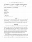 Research paper thumbnail of The impact of content knowledge on performance outcomes for middle school students in a design-based simulation environment