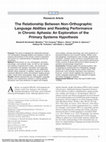 Research paper thumbnail of The Relationship Between Non-Orthographic Language Abilities and Reading Performance in Chronic Aphasia: An Exploration of the Primary Systems Hypothesis