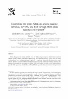 Research paper thumbnail of Examining the core: Relations among reading curricula, poverty, and first through third grade reading achievement