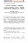 Research paper thumbnail of 'Early pan-Arabism in Egypt's July revolution: the Free Officers' political formation and policy-making, 1946–54', Nations and Nationalism, Volume 21, Issue 2, April 2015, pp. 289–308