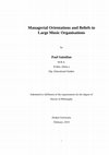 Research paper thumbnail of Managerial Orientations and Beliefs in Large Music Organisations