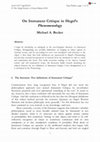 Research paper thumbnail of On Immanent Critique in Hegel's Phenomenology