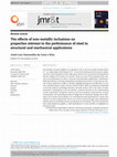 Research paper thumbnail of The effects of non-metallic inclusions on properties relevant to the performance of steel in structural and mechanical applications