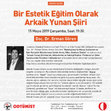 Research paper thumbnail of 2019d, Bir Estetik Eğitim Olarak Arkaik Yunan Şiiri [Archaic Greek Poetry as an Aesthetic Education]