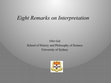 Research paper thumbnail of Eight Remarks on Interpretation - Bari