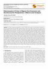 Research paper thumbnail of Aduralere Opeyemi Oyelade. Determinants of Crime in Nigeria from Economic and Socioeconomic Perspectives: A Macro-Level Analysis