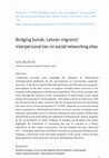 Research paper thumbnail of Bridging bonds: Latvian migrants' interpersonal ties on social networking sites