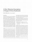 Research paper thumbnail of A New Historical Inscription of Sargon II from Karkemish [CORRECTED ONLINE VERSION]