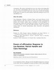 Research paper thumbnail of Powers of affirmation: Response to Lisa Baraitser, Patrick Hanafin and Clare Hemmings