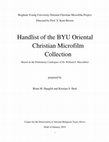 Research paper thumbnail of Handlist of the BYU Oriental Christian Microfilm Collection