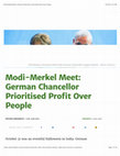 Research paper thumbnail of Modi-Merkel Meet: German Chancellor Prioritised Profit Over People