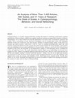 Research paper thumbnail of An Analysis of More Than 1,400 Articles, 900 Scales, and 17 Years of Research: The State of Scales in Cyberpsychology, Behavior, and Social Networking