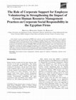 Research paper thumbnail of The Role of Corporate Support for Employee Volunteering in Strengthening the Impact of Green Human Resource Management Practices on Corporate Social Responsibility in the Egyptian Firms