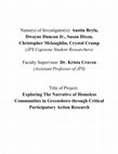 Research paper thumbnail of Title of Project: Exploring The Narrative of Homeless Communities in Greensboro through Critical Participatory Action Research Introduction and Rationale Study