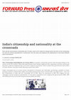 Research paper thumbnail of India’s citizenship and nationality at the crossroads | Forward Press