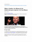 Research paper thumbnail of Biden o Sanders: los dilemas de los demócratas para regresar a la Casa Blanca