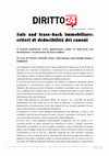 Research paper thumbnail of Di Nunzio, Scano, Sale and lease back immobiliare criteri di deducibilità dei canoni