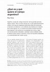 Research paper thumbnail of Art, ¿Qué es y qué quiere el campo argentino?, Nueva Sociedad, 2020