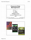 Research paper thumbnail of Financial Risk Management Philippe Jorion 1 Financial Risk Management