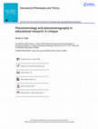 Research paper thumbnail of Phenomenology and phenomenography in educational research: a critique