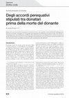 Research paper thumbnail of Degli accordi perequativi stipulati tra donatari prima della morte del donante