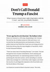 Research paper thumbnail of Don't Call Donald Trump a Fascist