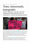 Research paper thumbnail of Trans, transessuale, transgender: un beve glossario, visto che i mezzi di comunicazione stanno facendo un po' di confusione e c'è anche una questione politica, di Giulia Siviero, 'il Post', 15 settembre 2020