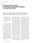 Research paper thumbnail of L'épreuve de la vérité: Le Canada, les Premiers Peuples et l'esprit de 1867